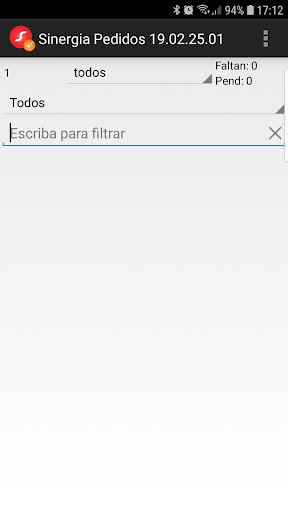 Sinergia Pedidos Screen 2