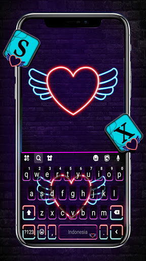Android application Neon Heart Wings 2 Keyboard Ba screenshort