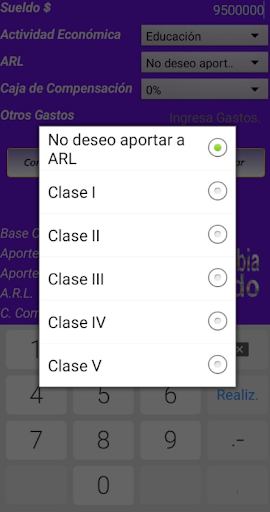 Android application Sueldo Colombia screenshort