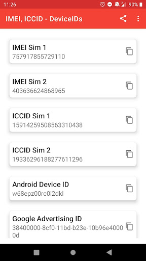 Android application IMEI ICCID screenshort