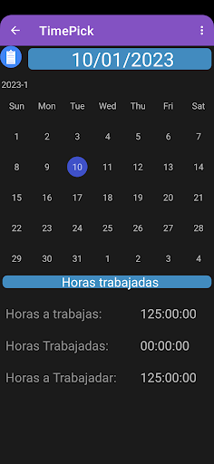 Android application timepick screenshort