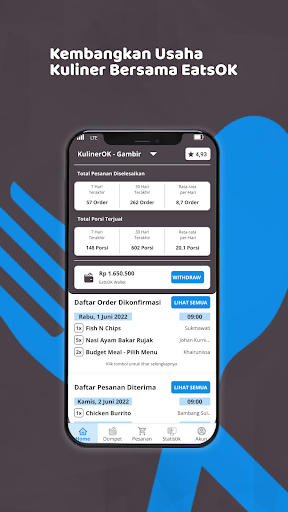 Android application EatsOK Merchant screenshort