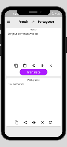 French - Portuguese Translator Screen 2