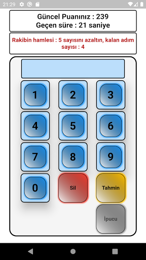 İpuçları İle Sayı Tahmin Oyunu Screen 2
