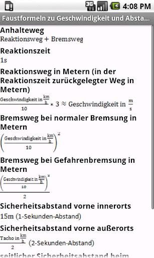 Faustformeln (Fahrschule) Screen 2