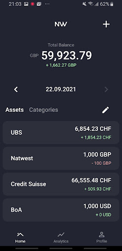 Android application NetWorth - Money Tracker screenshort