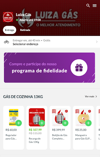 Android application Luiza Gás screenshort