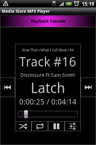 Android application Media Store MP3 Player screenshort