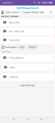 Fuel and Mileage Record
