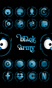 Snímek obrazovky Black Army Sapphire Icon Pack