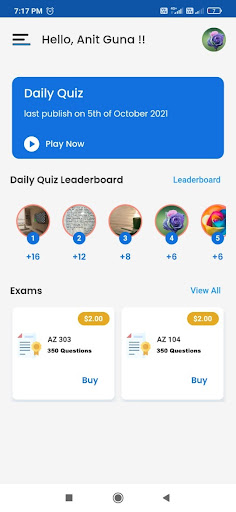 Android application Practice Cloud Certification screenshort