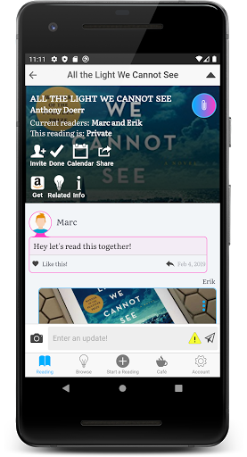 Bookship: a virtual book club Screen 2