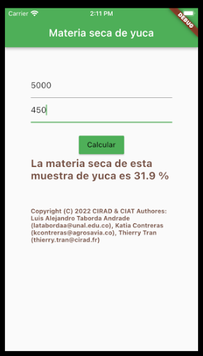 Calculadora Materia Seca Yuca Screen 2