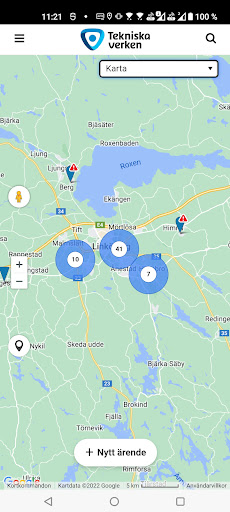 Android application Felanmäl belysning i Linköping screenshort