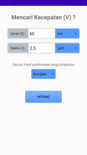 Kalkulator jarak kecepatan wak Screen 2