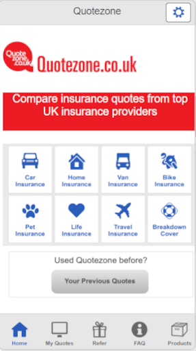 Android application Quotezone Insurance screenshort