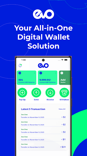 Android application EVO ewallet screenshort