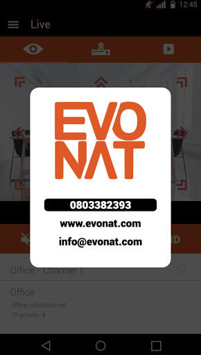 Android application Evonat EasyView screenshort