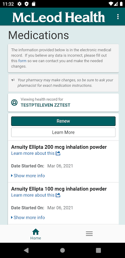 McLeod Health Patient Portal Screen 3