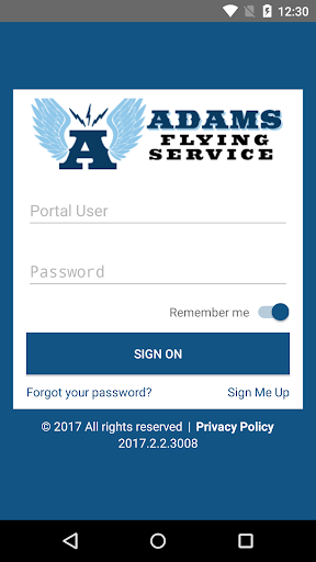 Android application Adams Flying Service screenshort