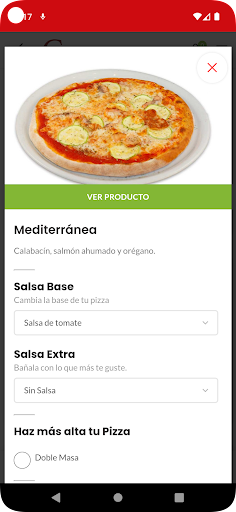 Android application Pizzería Calabria screenshort