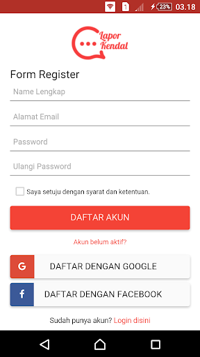Lapor Kendal Screen 3