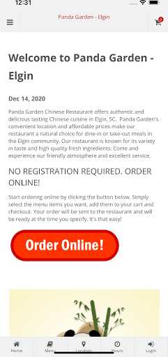 Android application Panda Garden - Elgin Ordering screenshort