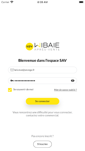 Android application WIBAIE : Espace Après Vente screenshort