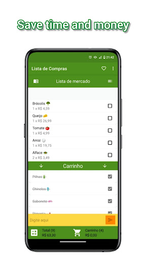 Android application Grocery list with calculator screenshort