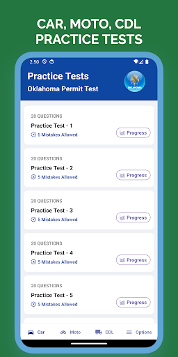 Android application Oklahoma Permit Test Practice screenshort