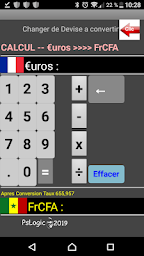 Calculatrice et Convertisseur  €uro/FrancCFA