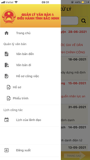 Android application QLVB & ĐH tỉnh Bắc Ninh screenshort