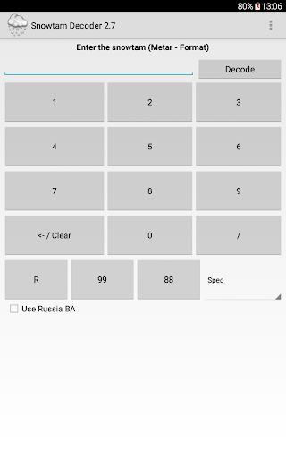 Android application Snowtam Decoder screenshort