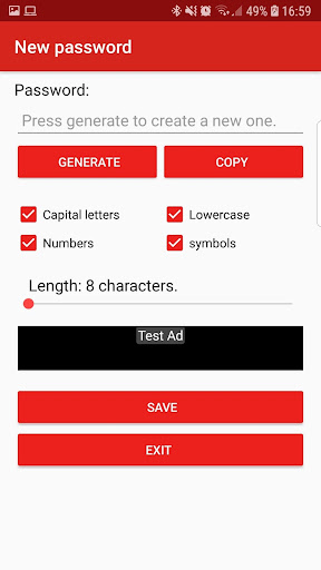 Password generator Screen 2