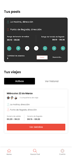 Android application Driven Carpool - Pasajeros screenshort