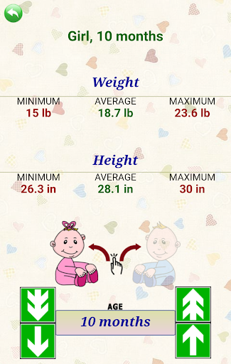 Baby weight and height Screen 3
