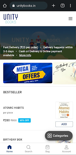 Android application Unity Books screenshort