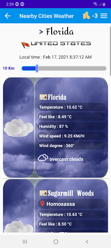 Nearby cities weather Screen 3