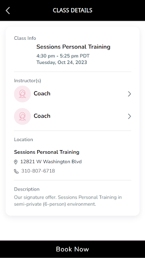 Sessions Personal Training Screen 3