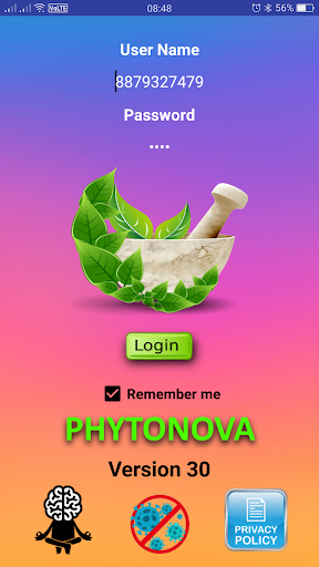 Android application PHYTONOVA screenshort