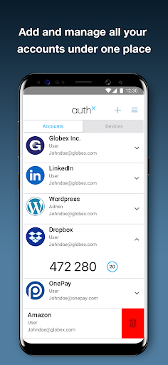 Android application AuthX screenshort