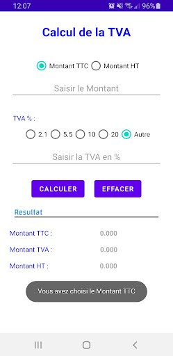 Calculatrice TVA Screen 3