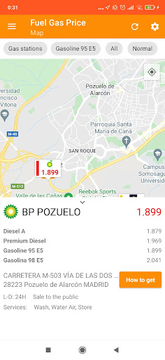 Fuel Gas Price (Spain) Screen 2