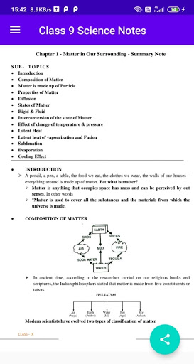 Class 9 Science Notes Screen 3