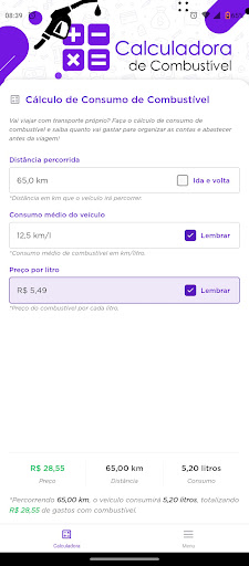 Calculadora de Combustível Screen 3