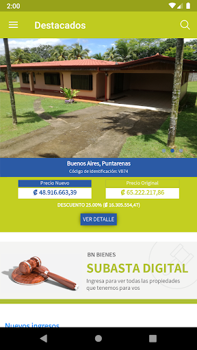 Android application BN Venta de Bienes screenshort