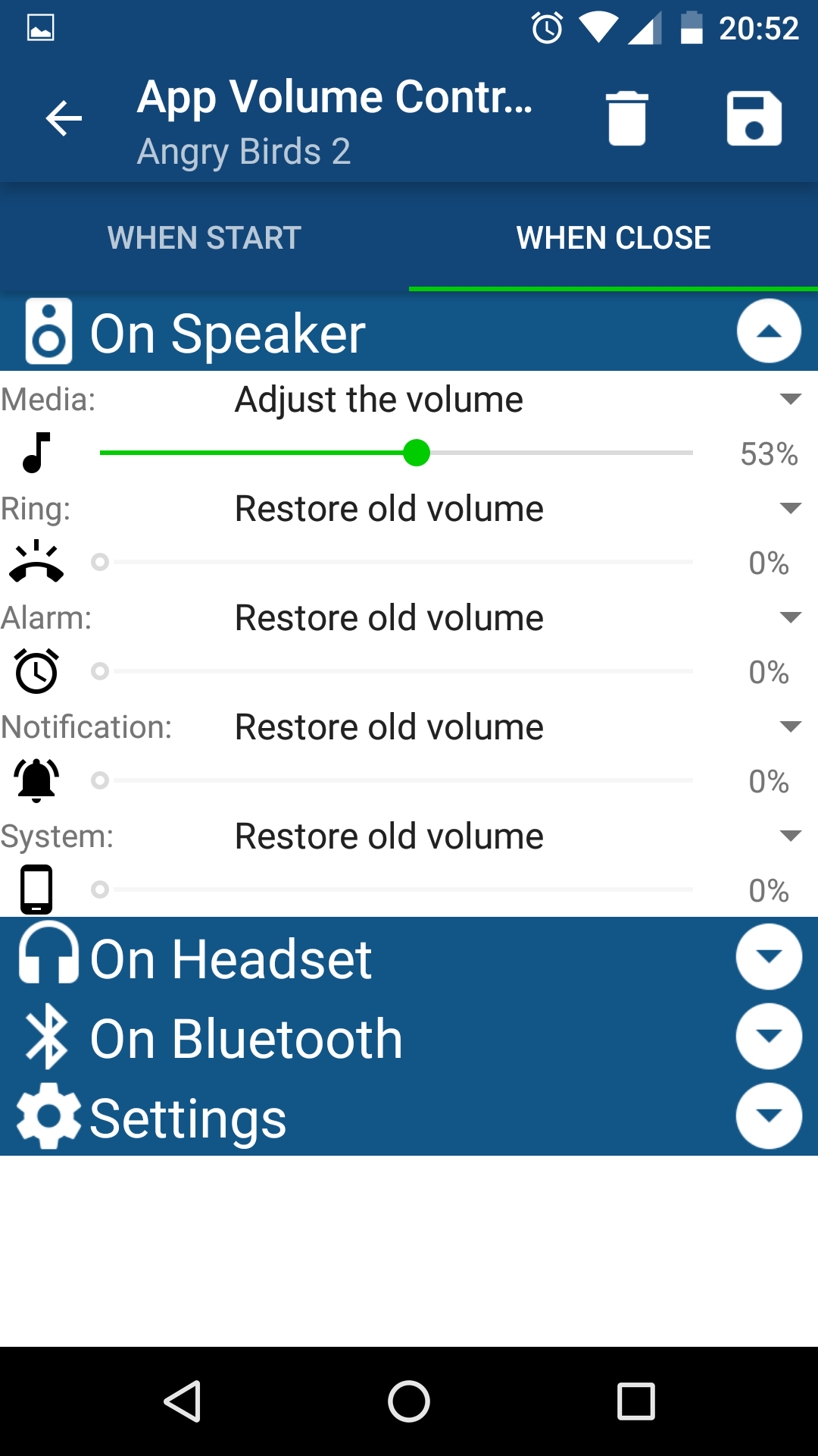 Android application App Volume Control Pro screenshort