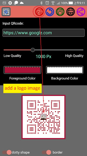 Android application QR code generator screenshort