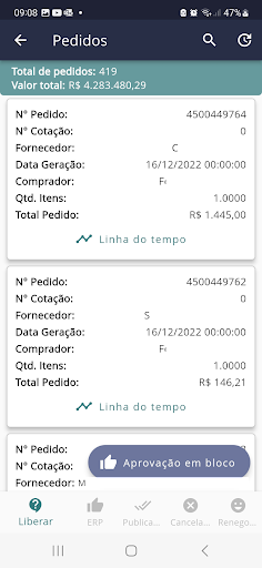 Comlink Aprovações Screen 2
