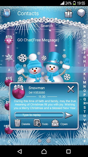 Snowman Go SMS theme Screen 2